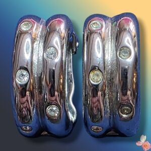 Vintage Crystal Clip On Earrings Signed Silver Tone 865